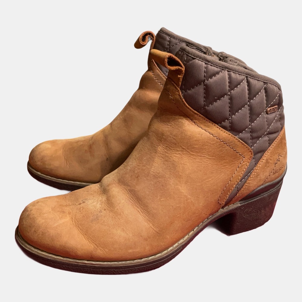Merrell Womens Chateau Mid Pull Waterproof Leather Ankle Boots Brown J45546 9.5